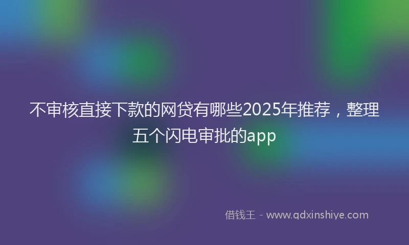 不审核直接下款的网贷有哪些2025年推荐，整理五个闪电审批的app