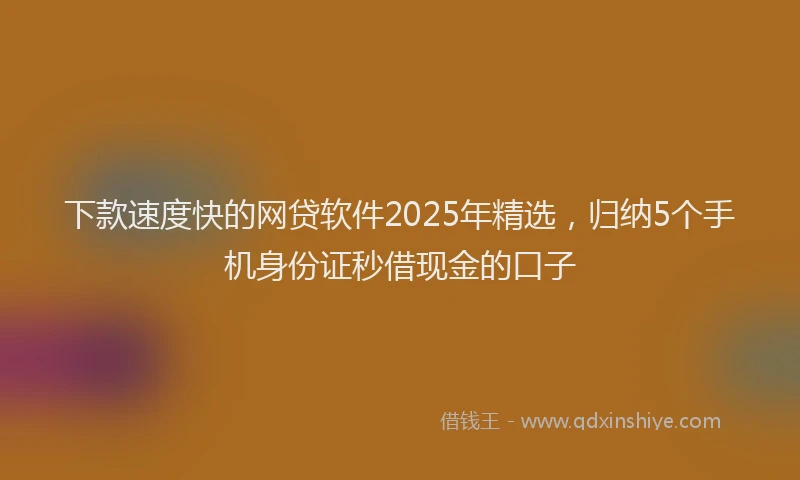 下款速度快的网贷软件2025年精选，归纳5个手机身份证秒借现金的口子