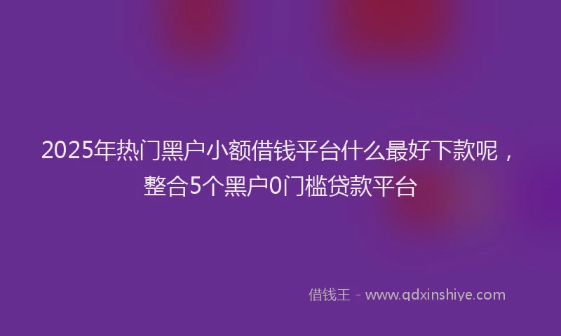 2025年热门黑户小额借钱平台什么最好下款呢，整合5个黑户0门槛贷款平台