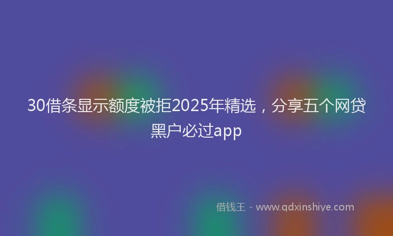 30借条显示额度被拒2025年精选，分享五个网贷黑户必过app