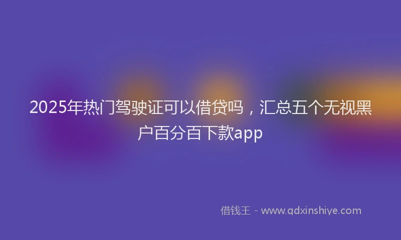 2025年热门驾驶证可以借贷吗，汇总五个无视黑户百分百下款app