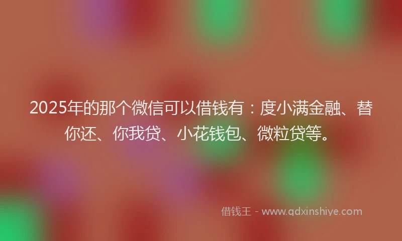 2025年的那个微信可以借钱有：度小满金融、替你还、你我贷、小花钱包、微粒贷等。