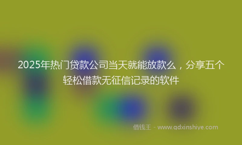 2025年热门贷款公司当天就能放款么，分享五个轻松借款无征信记录的软件
