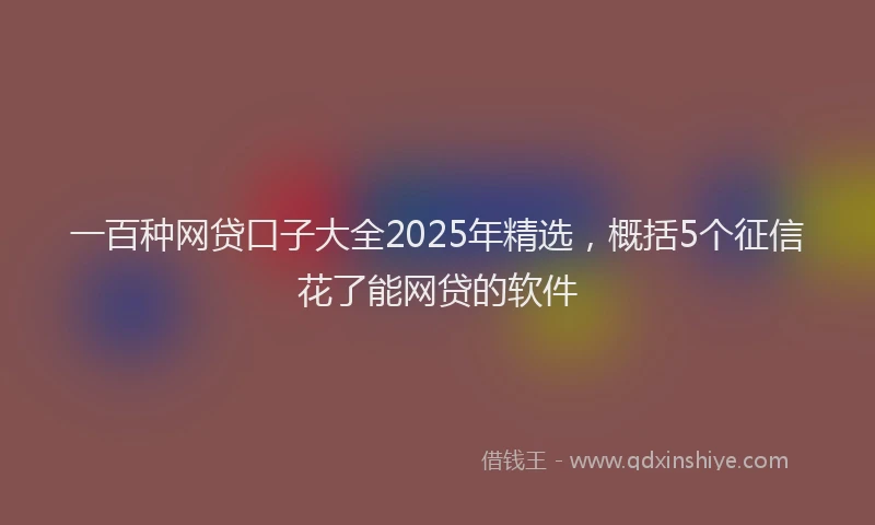 一百种网贷口子大全2025年精选，概括5个征信花了能网贷的软件