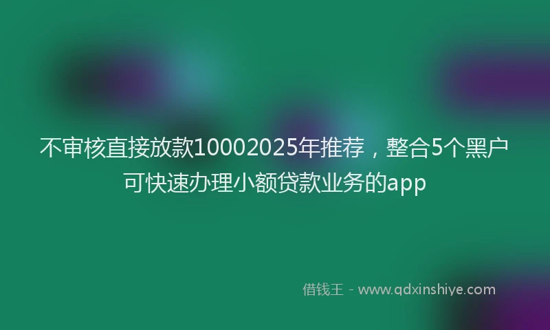 不审核直接放款10002025年推荐，整合5个黑户可快速办理小额贷款业务的app