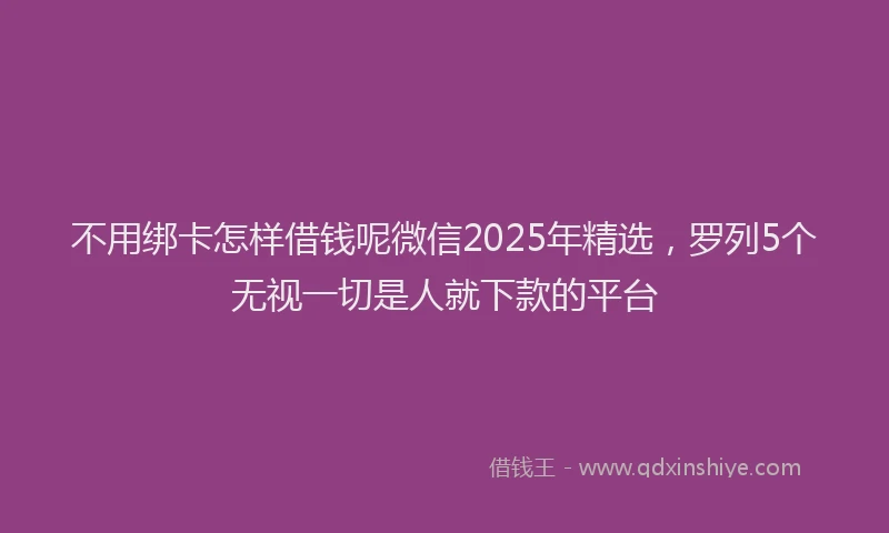 不用绑卡怎样借钱呢微信2025年精选，罗列5个无视一切是人就下款的平台
