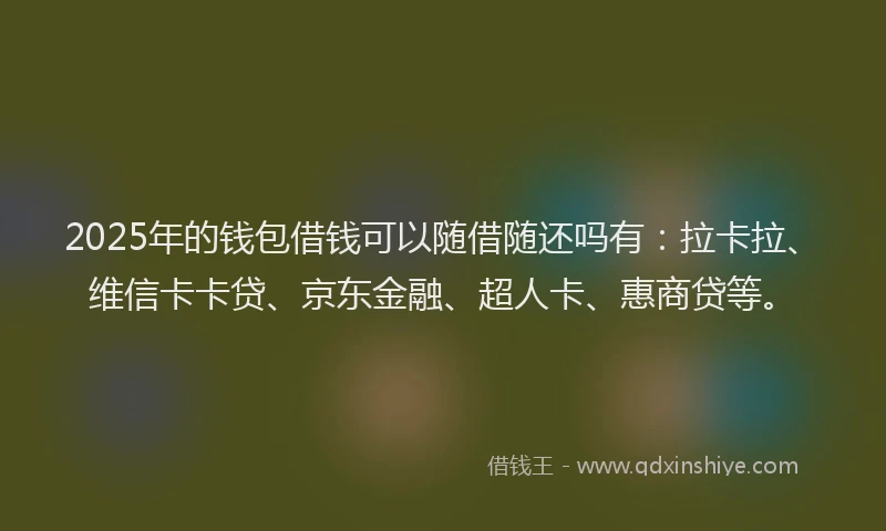 2025年的钱包借钱可以随借随还吗有：拉卡拉、维信卡卡贷、京东金融、超人卡、惠商贷等。