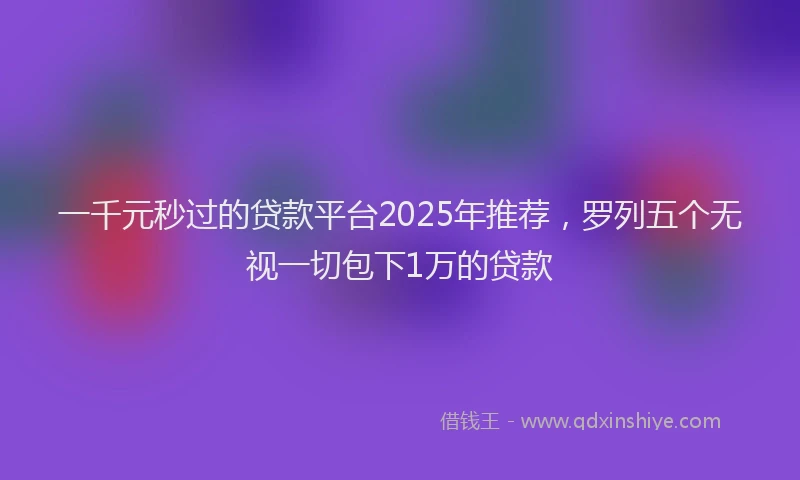 一千元秒过的贷款平台2025年推荐，罗列五个无视一切包下1万的贷款