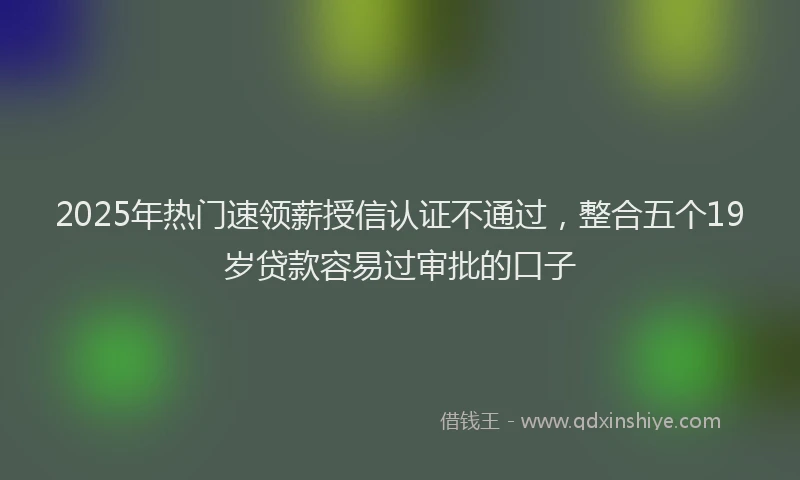 2025年热门速领薪授信认证不通过，整合五个19岁贷款容易过审批的口子