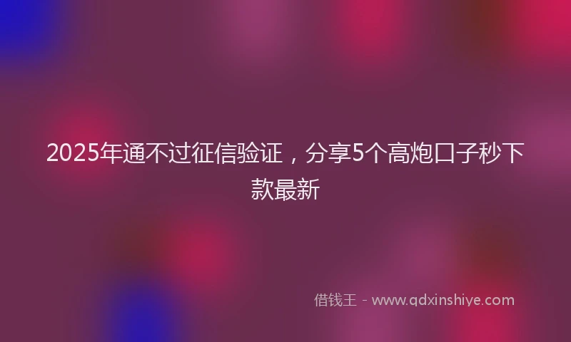 2025年通不过征信验证，分享5个高炮口子秒下款最新