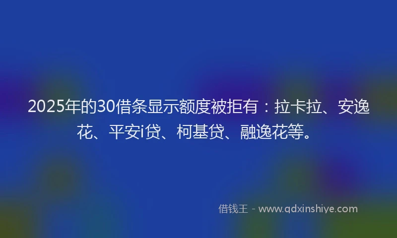 2025年的30借条显示额度被拒有：拉卡拉、安逸花、平安i贷、柯基贷、融逸花等。
