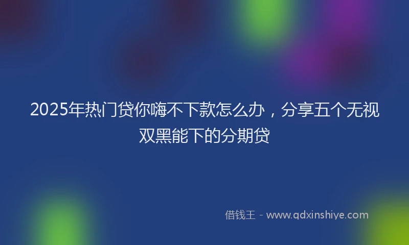 2025年热门贷你嗨不下款怎么办，分享五个无视双黑能下的分期贷