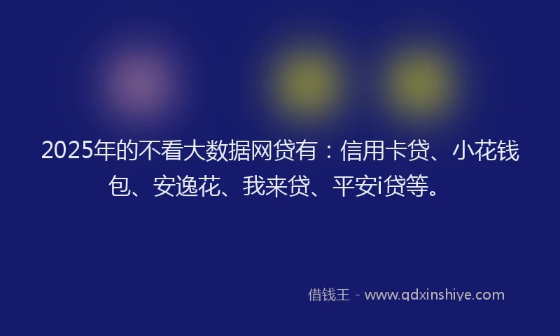 2025年的不看大数据网贷有：信用卡贷、小花钱包、安逸花、我来贷、平安i贷等。