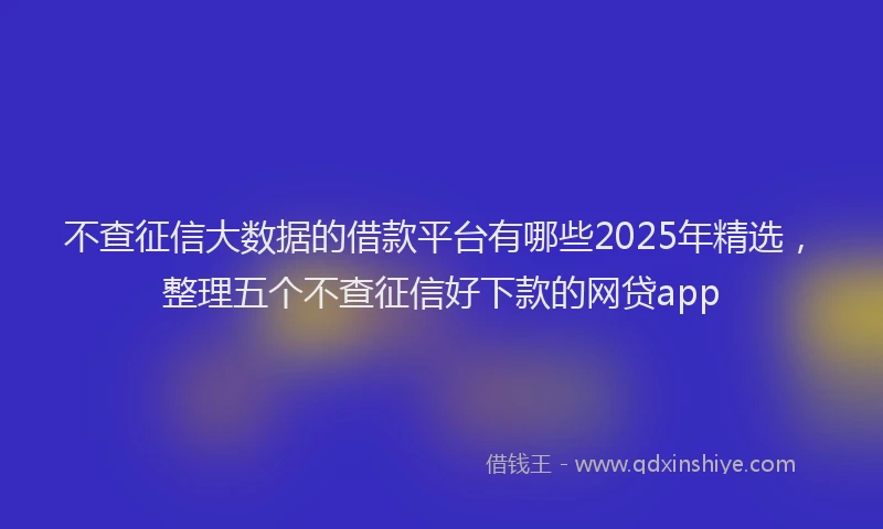 不查征信大数据的借款平台有哪些2025年精选，整理五个不查征信好下款的网贷app