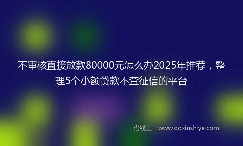不审核直接放款80000元怎么办2025年推荐，整理5个小额贷款不查征信的平台