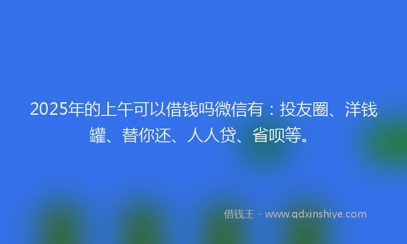 2025年的上午可以借钱吗微信有：投友圈、洋钱罐、替你还、人人贷、省呗等。