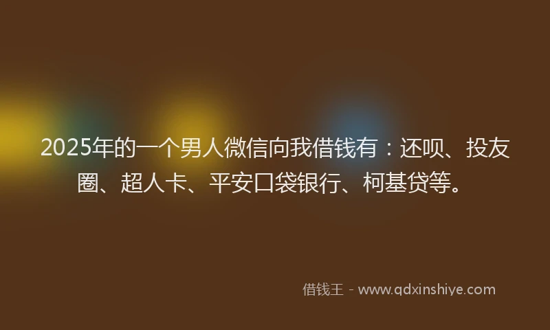 2025年的一个男人微信向我借钱有：还呗、投友圈、超人卡、平安口袋银行、柯基贷等。