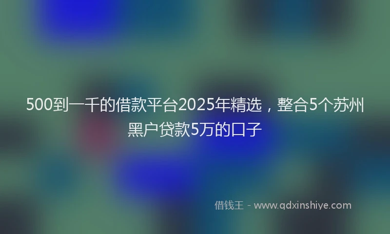 500到一千的借款平台2025年精选，整合5个苏州黑户贷款5万的口子