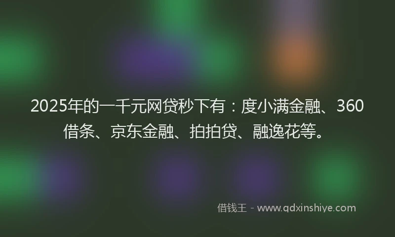 2025年的一千元网贷秒下有：度小满金融、360借条、京东金融、拍拍贷、融逸花等。