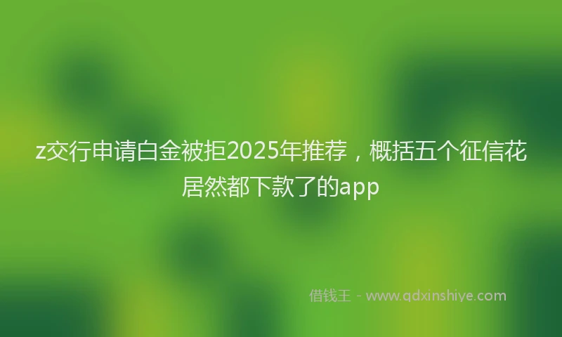 z交行申请白金被拒2025年推荐，概括五个征信花居然都下款了的app