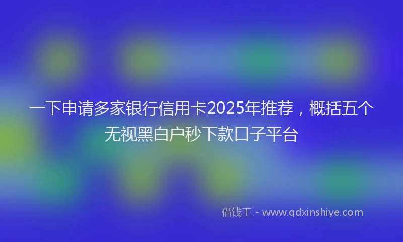 一下申请多家银行信用卡2025年推荐，概括五个无视黑白户秒下款口子平台