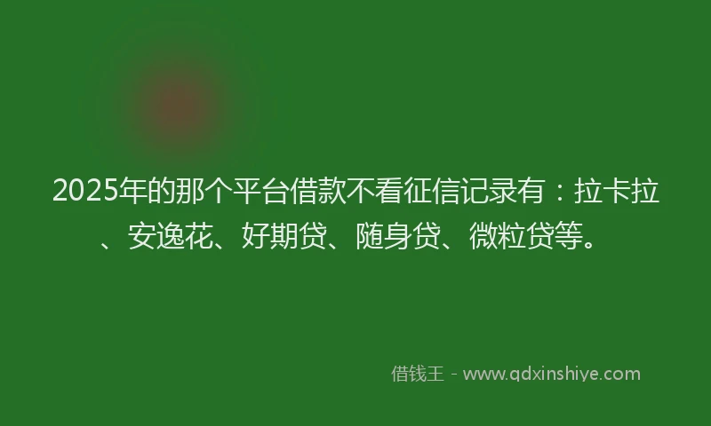 2025年的那个平台借款不看征信记录有：拉卡拉、安逸花、好期贷、随身贷、微粒贷等。
