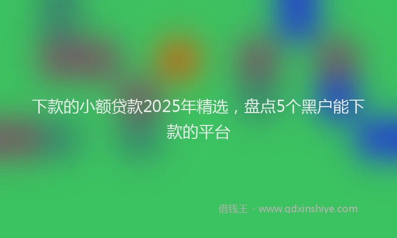 下款的小额贷款2025年精选，盘点5个黑户能下款的平台
