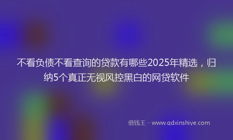 不看负债不看查询的贷款有哪些2025年精选，归纳5个真正无视风控黑白的网贷软件