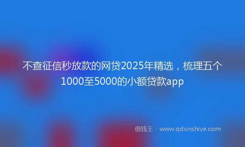 不查征信秒放款的网贷2025年精选，梳理五个1000至5000的小额贷款app