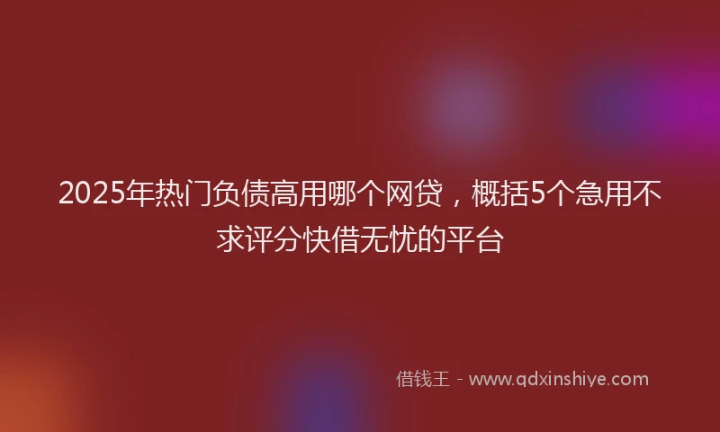 2025年热门负债高用哪个网贷，概括5个急用不求评分快借无忧的平台