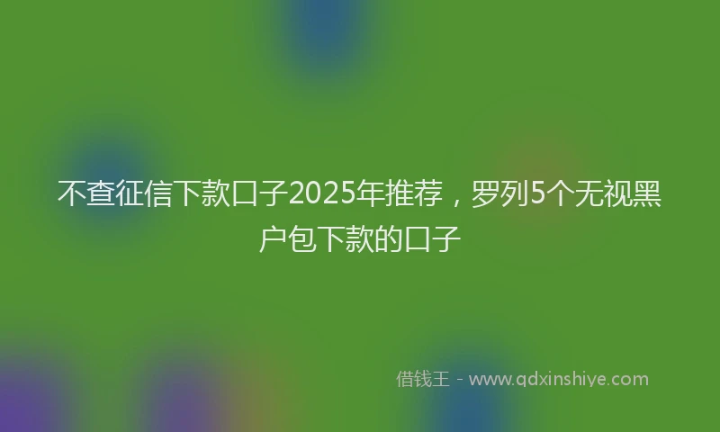 不查征信下款口子2025年推荐，罗列5个无视黑户包下款的口子