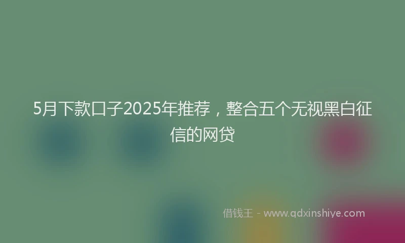5月下款口子2025年推荐，整合五个无视黑白征信的网贷