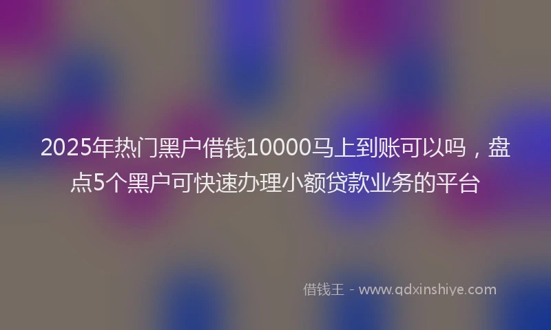 2025年热门黑户借钱10000马上到账可以吗，盘点5个黑户可快速办理小额贷款业务的平台