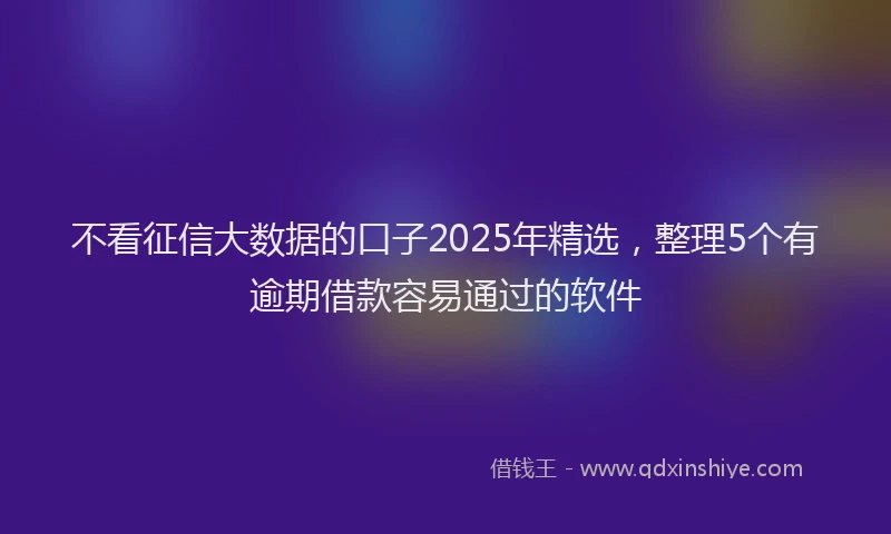 不看征信大数据的口子2025年精选，整理5个有逾期借款容易通过的软件