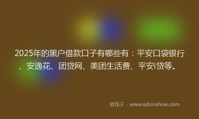 2025年的黑户借款口子有哪些有：平安口袋银行、安逸花、团贷网、美团生活费、平安i贷等。