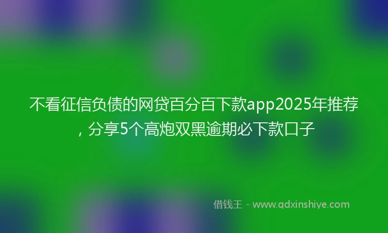 不看征信负债的网贷百分百下款app2025年推荐，分享5个高炮双黑逾期必下款口子
