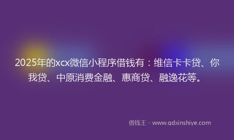 2025年的xcx微信小程序借钱有：维信卡卡贷、你我贷、中原消费金融、惠商贷、融逸花等。