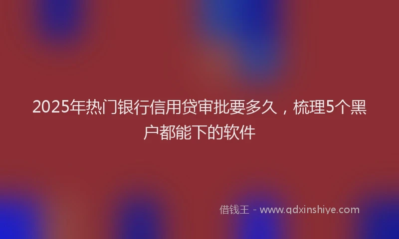 2025年热门银行信用贷审批要多久，梳理5个黑户都能下的软件