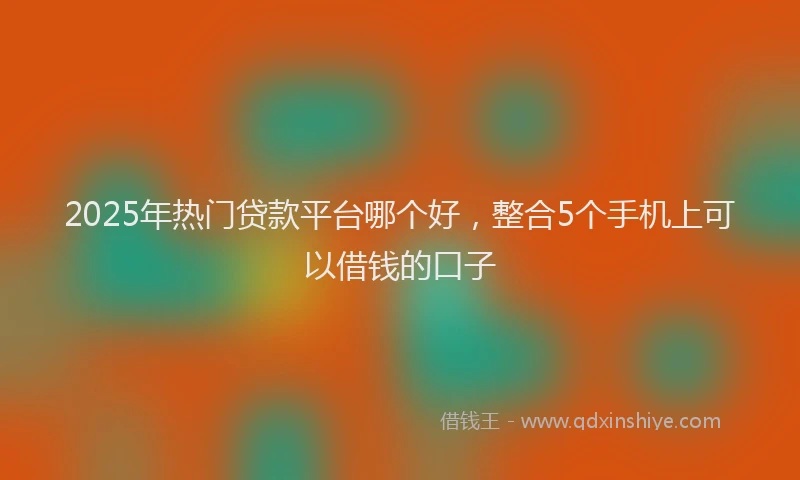 2025年热门贷款平台哪个好，整合5个手机上可以借钱的口子