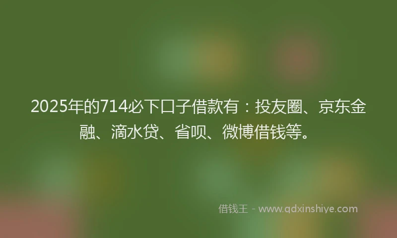 2025年的714必下口子借款有：投友圈、京东金融、滴水贷、省呗、微博借钱等。