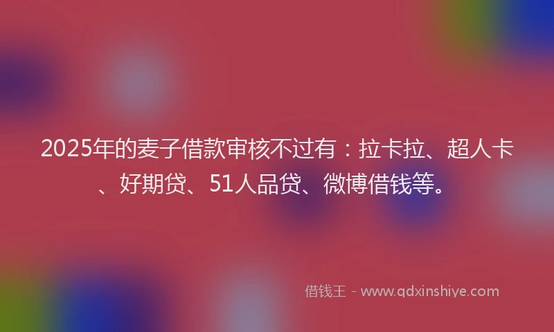 2025年的麦子借款审核不过有：拉卡拉、超人卡、好期贷、51人品贷、微博借钱等。