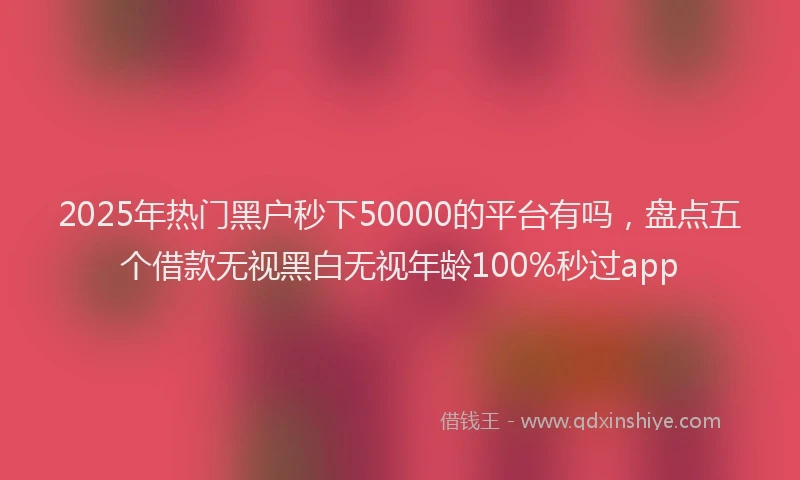 2025年热门黑户秒下50000的平台有吗，盘点五个借款无视黑白无视年龄100%秒过app