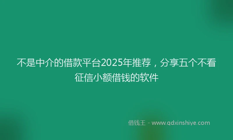不是中介的借款平台2025年推荐，分享五个不看征信小额借钱的软件