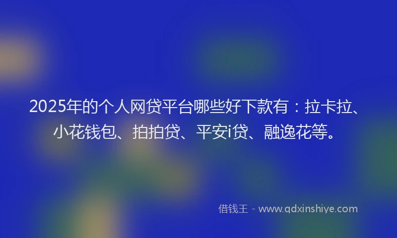 2025年的个人网贷平台哪些好下款有：拉卡拉、小花钱包、拍拍贷、平安i贷、融逸花等。