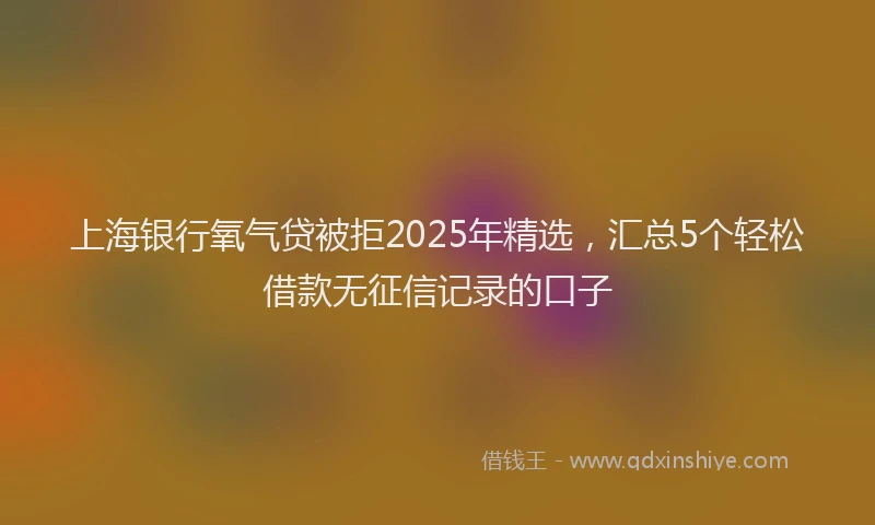 上海银行氧气贷被拒2025年精选，汇总5个轻松借款无征信记录的口子