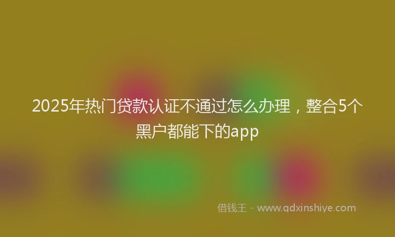 2025年热门贷款认证不通过怎么办理，整合5个黑户都能下的app