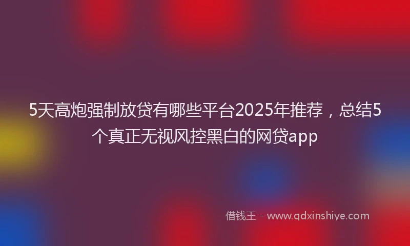 5天高炮强制放贷有哪些平台2025年推荐，总结5个真正无视风控黑白的网贷app