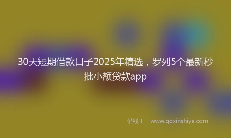 30天短期借款口子2025年精选，罗列5个最新秒批小额贷款app