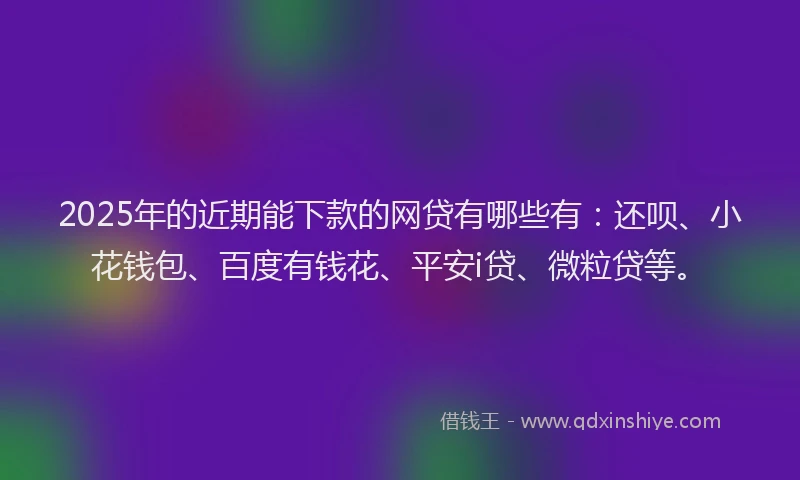 2025年的近期能下款的网贷有哪些有：还呗、小花钱包、百度有钱花、平安i贷、微粒贷等。