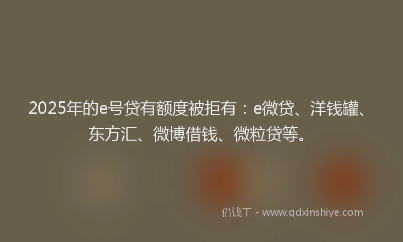 2025年的e号贷有额度被拒有：e微贷、洋钱罐、东方汇、微博借钱、微粒贷等。